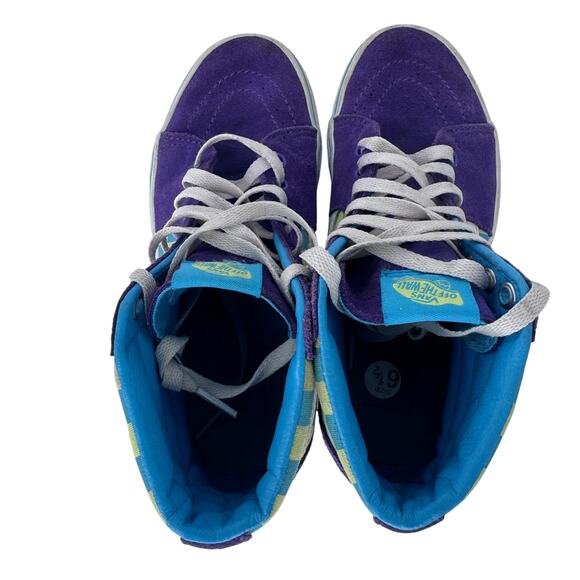 Vans Old Skool Checkers‎ Hi-Top Sneakers Shoes Womens US 6.5 Purple White 500714 - Picture 6 of 14